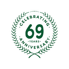 69 years design template. 69th logo. Vector and illustration.