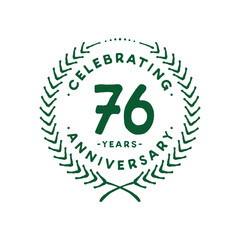 76 years design template. 76th logo. Vector and illustration.