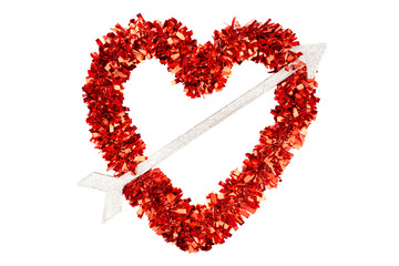 Red heart with silver arrow
