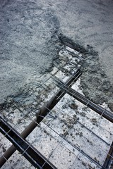 Cement being poured into foundations on a construction site