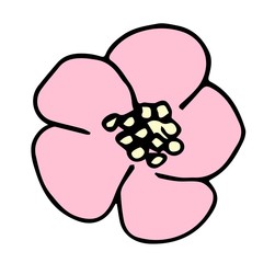 Apple flower icon, vector fruit illustration isolated on white background, flat fresh beauty flowers.	