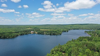 Lake in Michigan's Upper Peninsula in Summer (Drone)