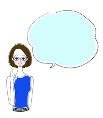 眼鏡の女性と吹き出しのイラスト