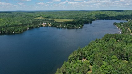 Fototapeta na wymiar Lake in Michigan's Upper Peninsula in Summer (Drone)