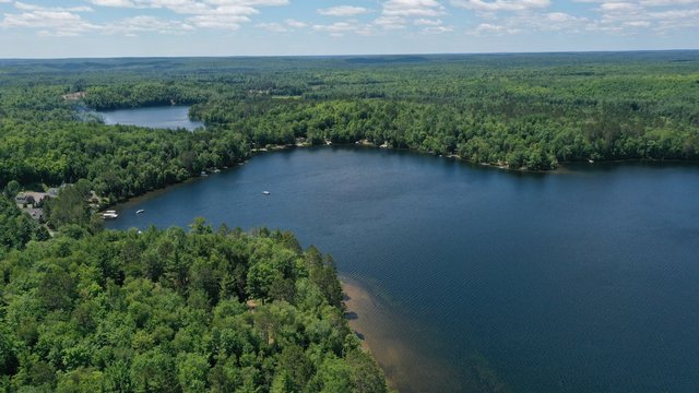 Lake in Michigan's Upper Peninsula in Summer (Drone)