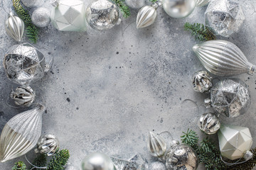 Obraz premium Christmas background with perimeter Christmas decorations