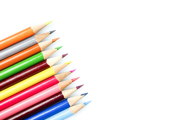 Color pencils isolated on white background.