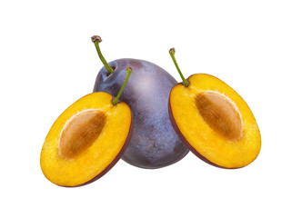 Plum isolated on white background with clipping path