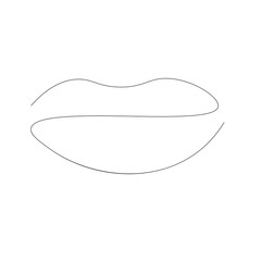 Lipstick kiss. Continuous line drawing. Vector illustration