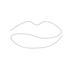 Lipstick kiss. Continuous line drawing. Vector illustration