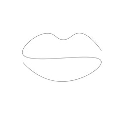Lipstick kiss. Continuous line drawing. Vector illustration