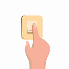 Toggle switch. Hand turning off the light for save electricity in cartoon flat illustration editable vector