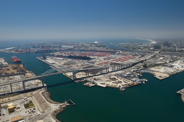 Fototapeta premium Aerial view of industrial area and docks in California