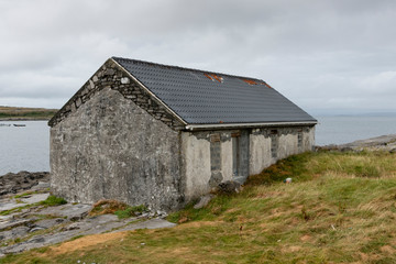 Abandoned building on coast, Kilronan, Inishmore, Aran Islands, County Galway, Ireland