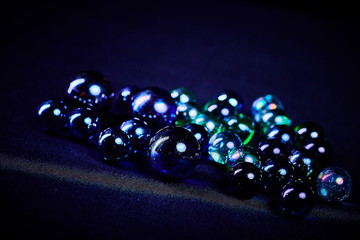 Christmas New Year bright bokeh abstract background of glass balls