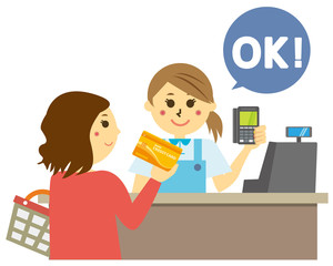 キャッシュレス　レジ　スマホ　スマホ決済　キャッシュレス決済　女性　電子決済　人物