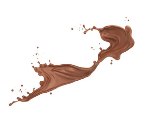 Chocolate Milk splash in shape of spiral and twist, 3d illustration.