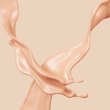 foundation splash cream for beauty cosmetic product, 3d illustration.