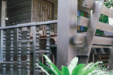 wood balcony of traditional Thal house