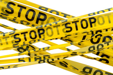 Forbidden tape encloses an unsafe area