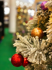 Decorated Christmas Tree on blur background