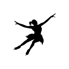 Fototapeta na wymiar Black silhouette of ballerina figure, vector illustration