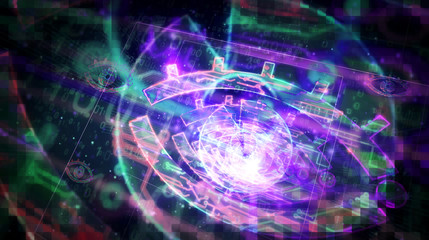 Cyber spying with eye symbol futuristic illustration