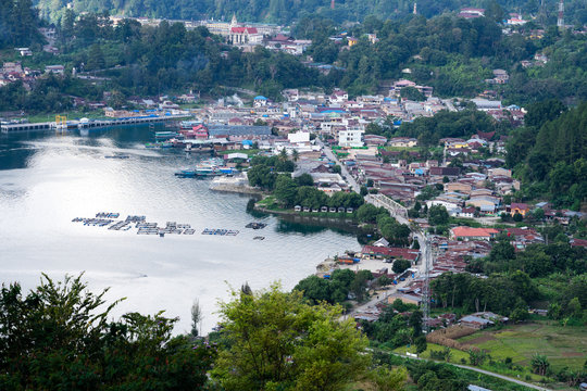View of Ajibata town - Parapat from Motung hill highway