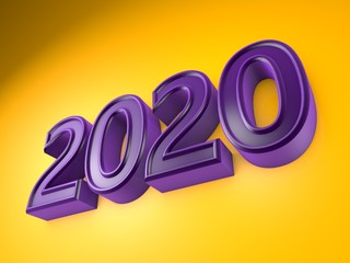 3d illustration of 2020 year background