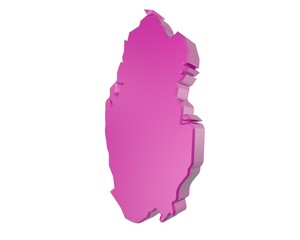 3d illustration of map of qatar country