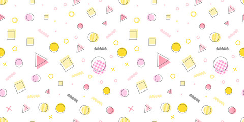 Vector Seamless Geometrin Pattern, Funny Colorful Background, Patel Colors, Geometry Shapes.