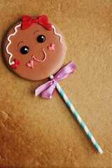 Beautiful Christmas gingerbread with a bow macro
