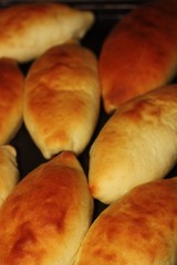 Delicious fresh pies on the table view