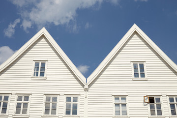 White wooden houses in Bergen, Norway, Scandinavia, Europe