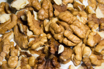 Walnuts on a white background.