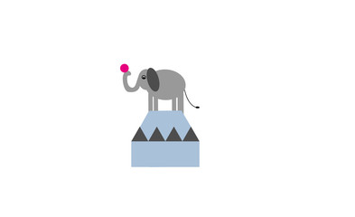 Isolated Circus elephant with a ball