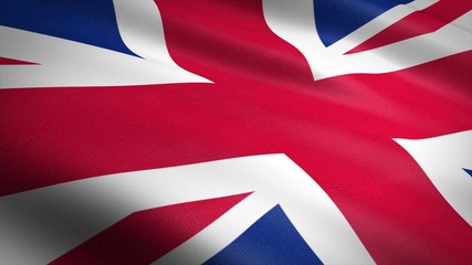 Flag of Britain. Realistic waving flag 3D render illustration with highly detailed fabric texture
