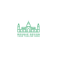 Creative illustration of the mosque in line style. Islamic Day Celebration. - Vector 