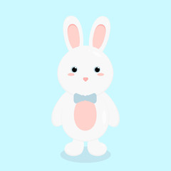 This is cute cartoon hare on white background. illustration in flat style. Easter bunny in white isolation.