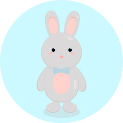 This is cute cartoon hare on white background. illustration in flat style. Easter bunny in white isolation.