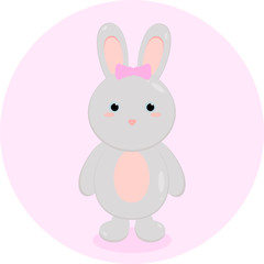 This is cute cartoon hare on white background. illustration in flat style. Easter bunny in white isolation.