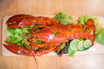 Lobster giant shrimp grilled serve in restaurant