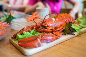 Lobster giant shrimp grilled serve in restaurant