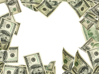 Dollar sign. American money. Cash background, us bill. Money falling.