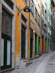 Fototapeta na wymiar Houses along a street, Ribeira De Pena, Porto, Portugal