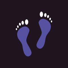 Cute human footprints. Vector footprint silhouette set in cartoon style.