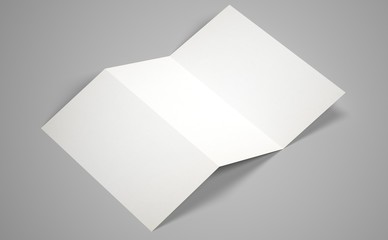 3d rendering White blank A3 brochure trifold mockup