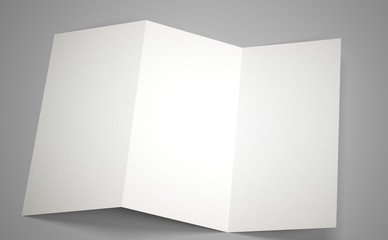 3d rendering White blank A3 brochure trifold mockup