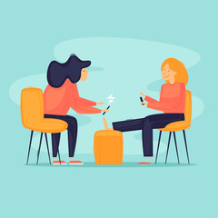 Woman is doing pedicure, beauty salon. Flat design vector illustration.