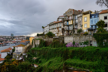Fototapeta na wymiar Buildings on a hillside in Se do Porto, Porto, Northern Portugal, Portugal
